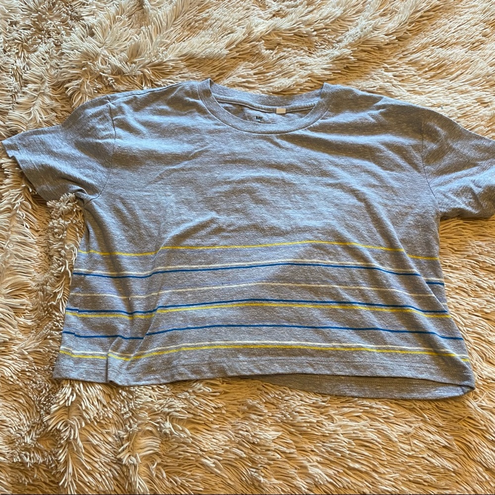 Pacsun Gray cropped striped tee